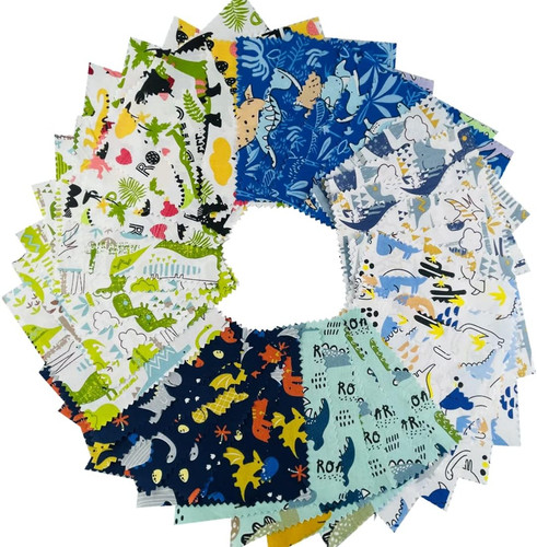 Dinosaur cotton fabric squares - dinosaur,