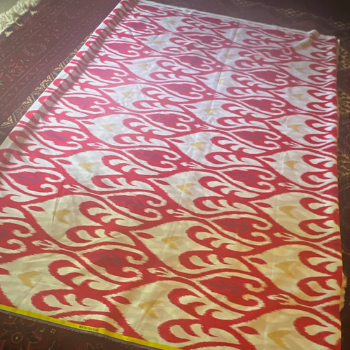 Red cream beige ikat - cream,